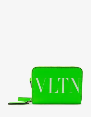 Neon Green VLTN Wallet with Neck Strap