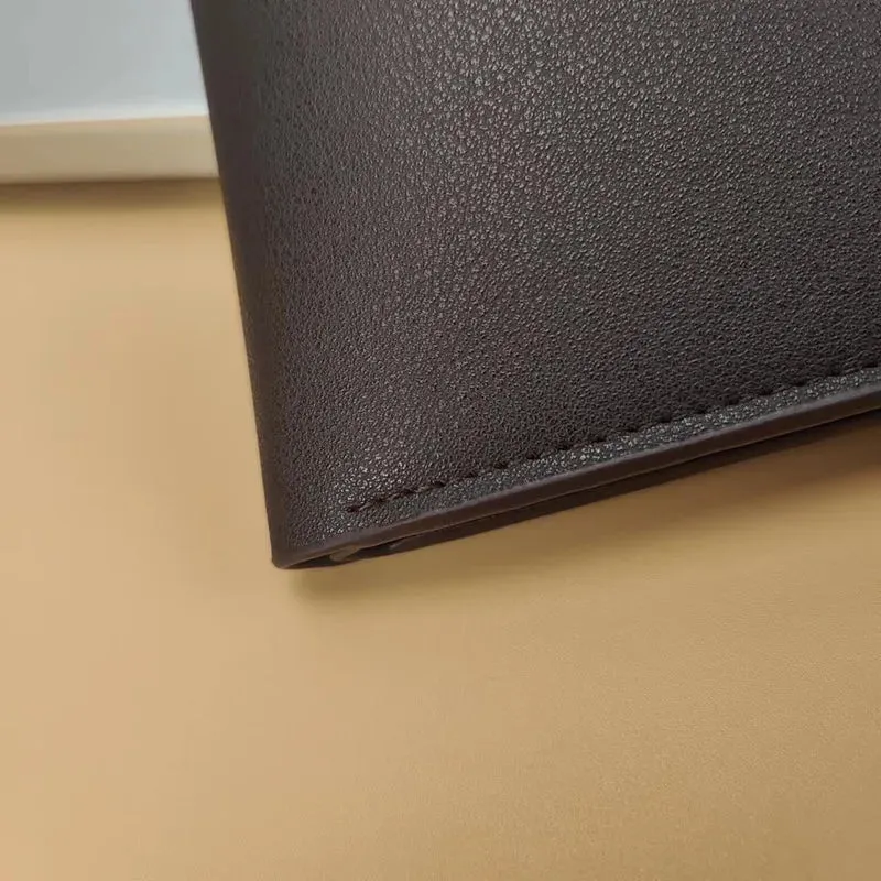 New Brand Men'S Wallet Men'S Short Wallet Youth Fashion Plaid Horizontal Soft Leather Wallet Large