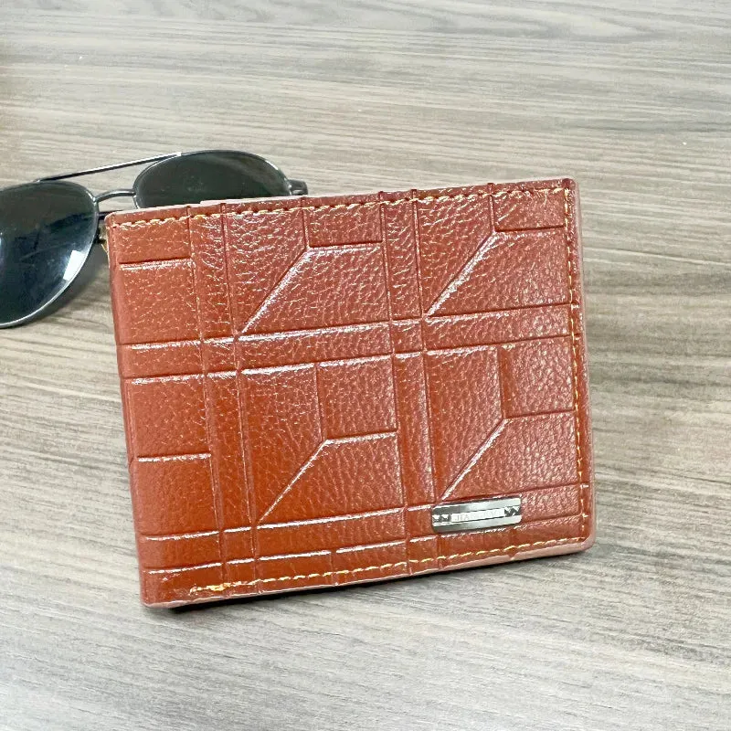 New Brand Men'S Wallet Men'S Short Wallet Youth Fashion Plaid Horizontal Soft Leather Wallet Large