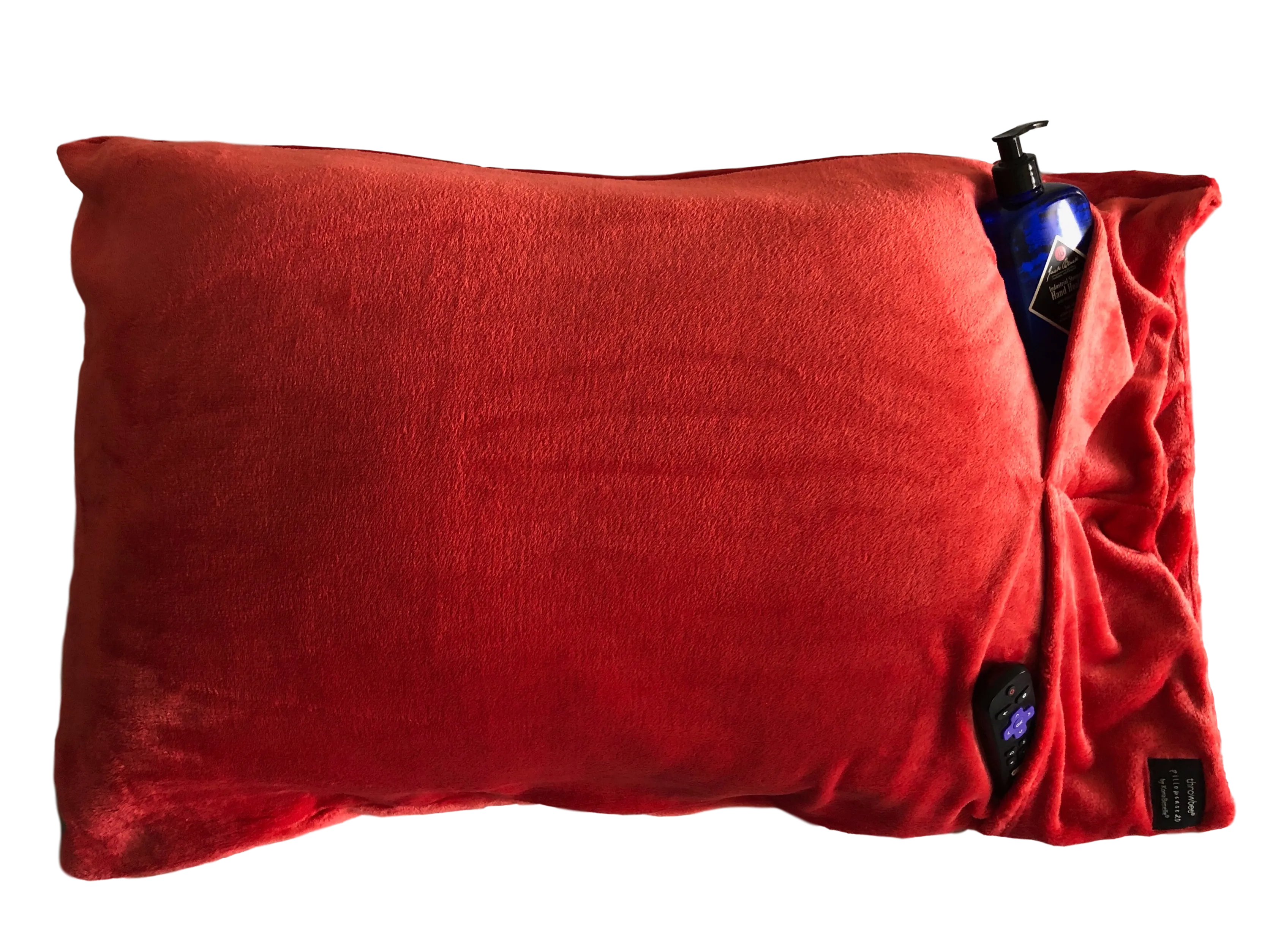 NEW throwbee PILLOWCASE 2.0 WITH SIDE POCKETS, yes SIDE POCKETS! - RED