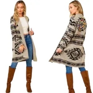 NORTHERN ANGEL Open Cardigan Multicolor Aztec Women’s Medium