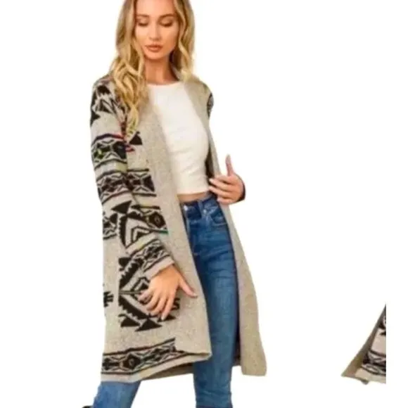 NORTHERN ANGEL Open Cardigan Multicolor Aztec Women’s Medium