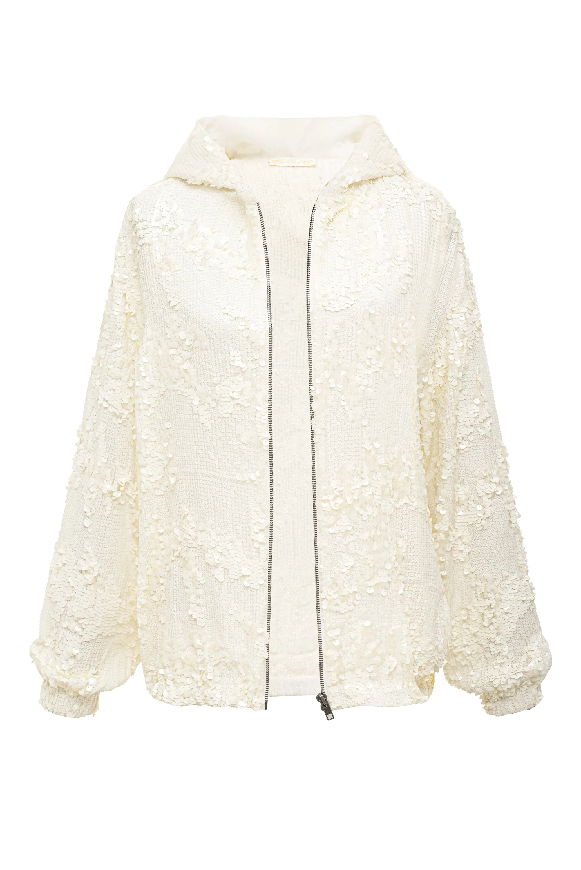 Now 60% OFF -Lexi Sequin Zipper Hoodie - Dove