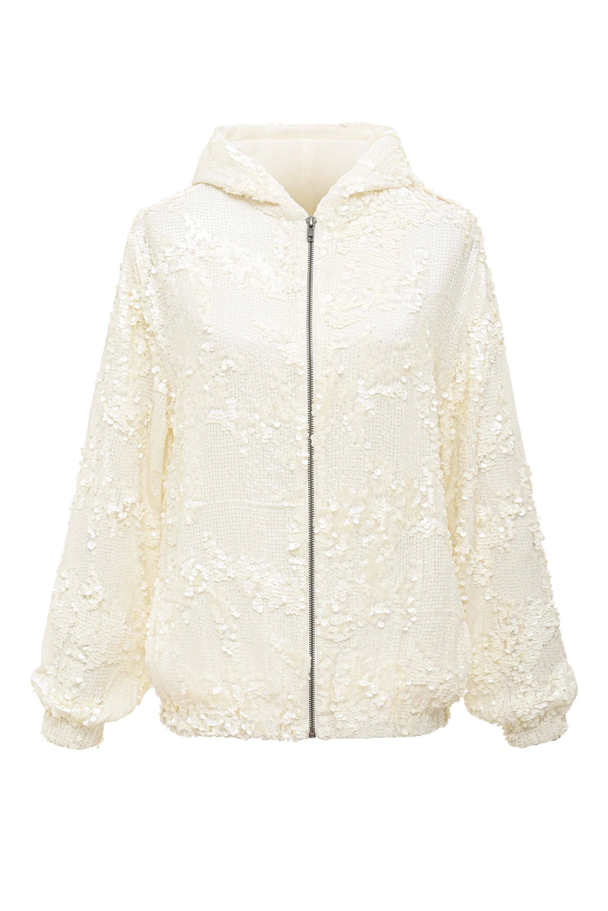 Now 60% OFF -Lexi Sequin Zipper Hoodie - Dove