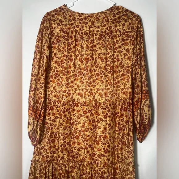 NWT Aura Womens Balloon Sleeve V Neck Floral Print Multicolor Maxi Dress Size XL