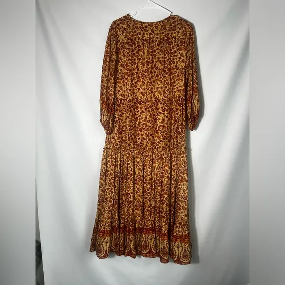NWT Aura Womens Balloon Sleeve V Neck Floral Print Multicolor Maxi Dress Size XL