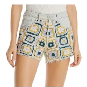 NWT BLANKNYC Crochet Front Cutoff Denim Shorts in Miles Away Size 27
