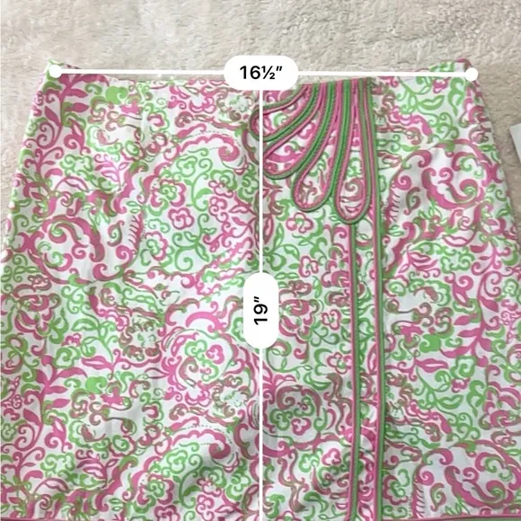 NWT Lily Pulitzer Pink and Green Patterned Skirt 12