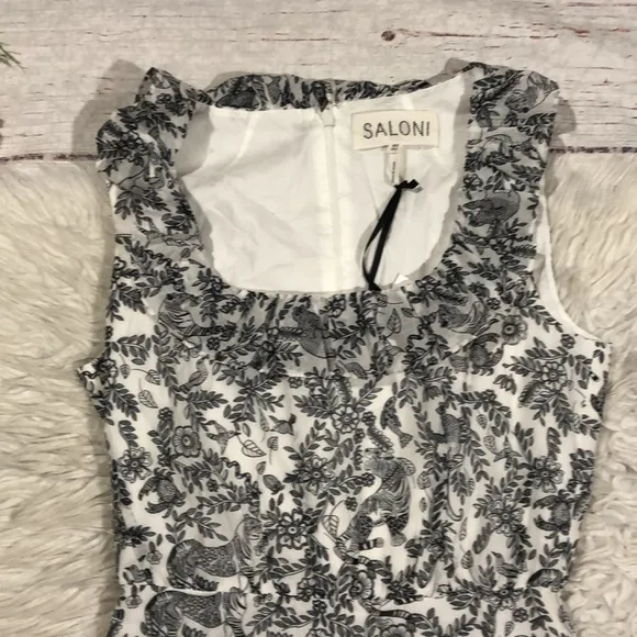 NWT Saloni Misha Ruffle Tropical Animal Mini Dress