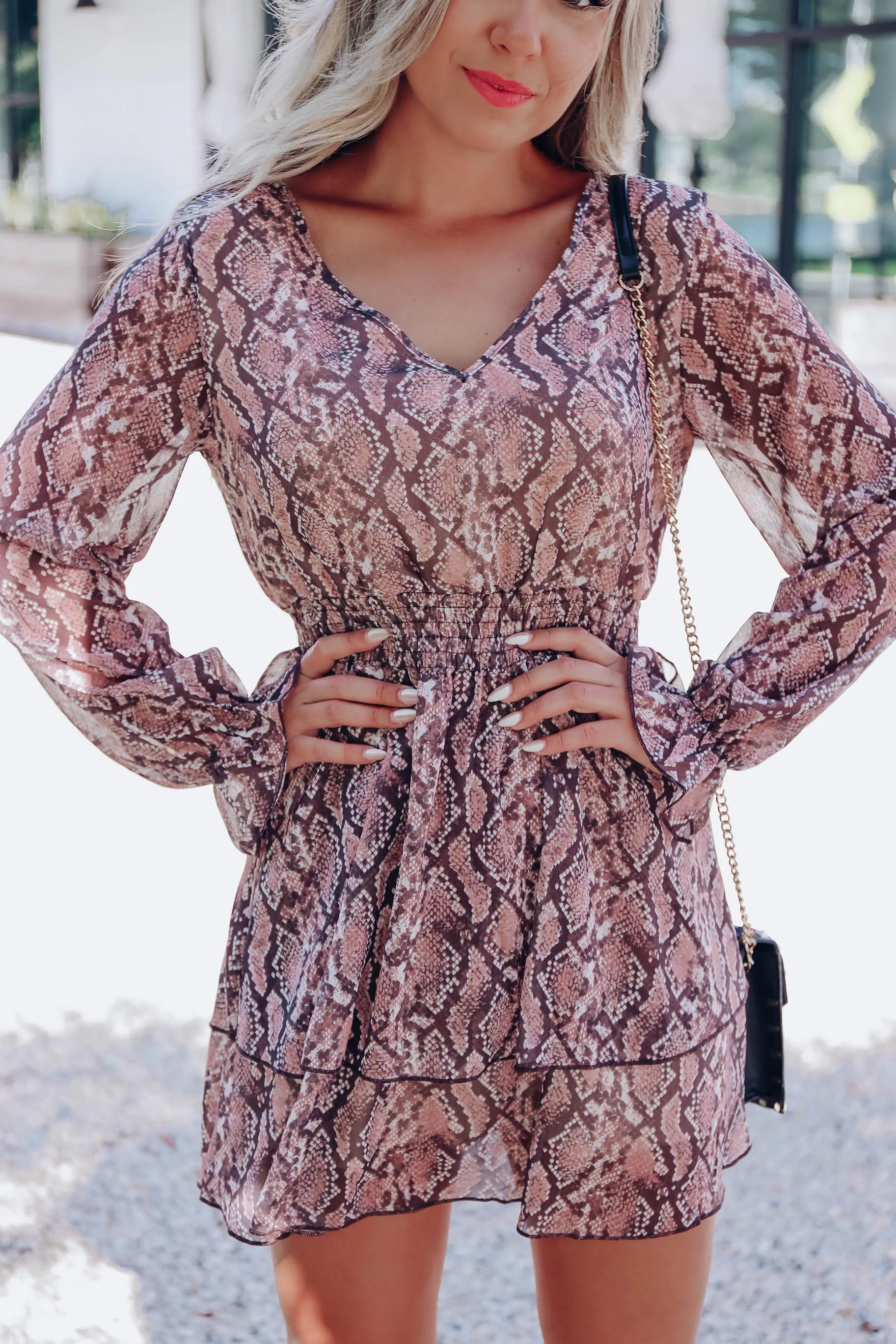 Ornately Patterned Chiffon Dress