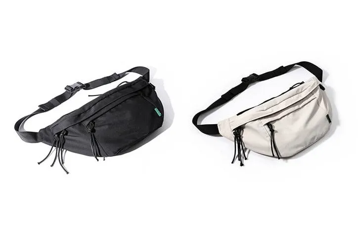 Oversized Oxford Sling Bag Soft Crossbody Bag with Tassels - Black/White