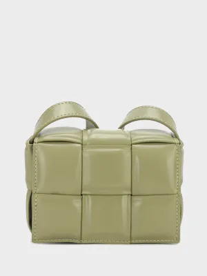 Padded Mini Clutch Bag Cassette Shoulder Bag Woven Square Crossbody Bag