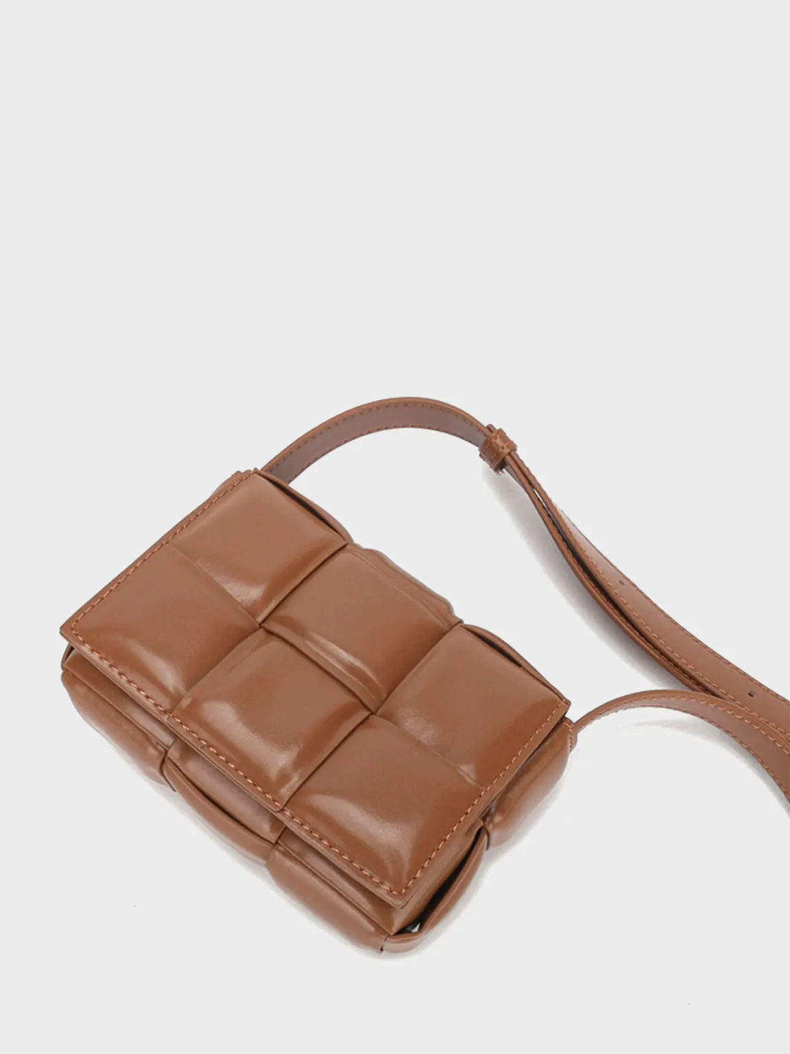 Padded Mini Clutch Bag Cassette Shoulder Bag Woven Square Crossbody Bag