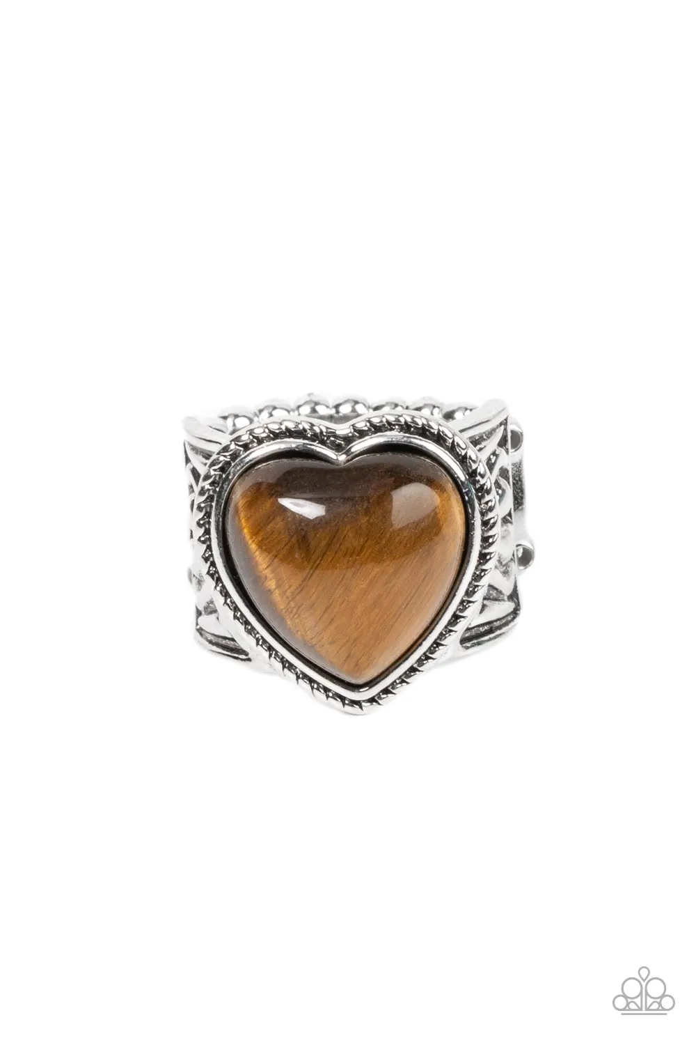 Paparazzi Stone Age Admirer - Brown Heart Ring