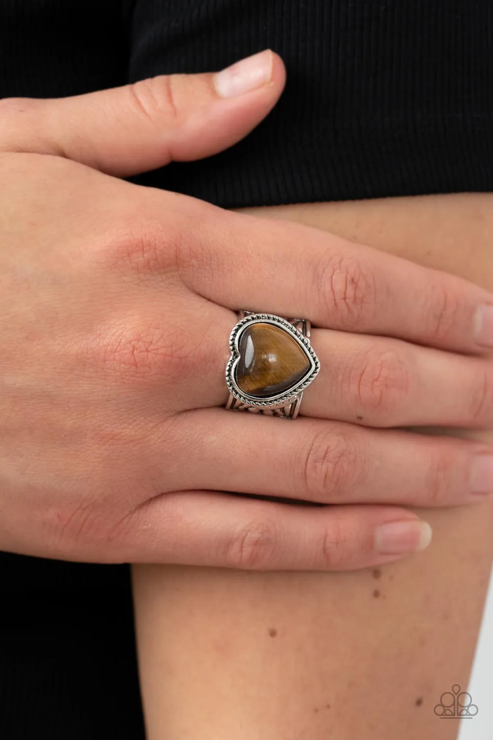 Paparazzi Stone Age Admirer - Brown Heart Ring