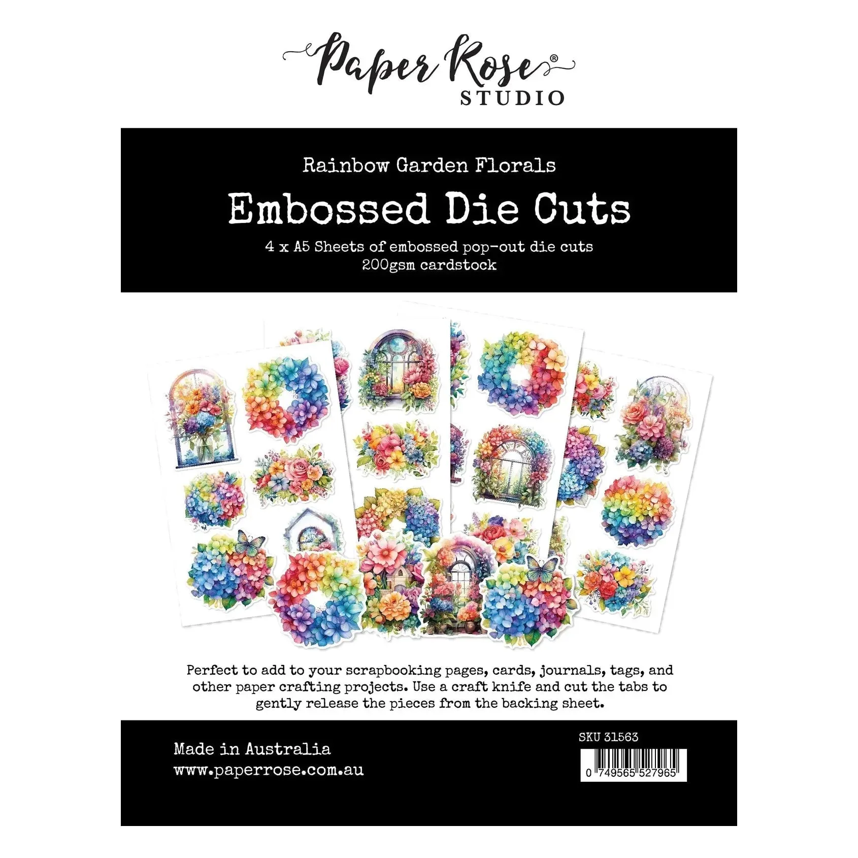 Paper Rose Studio - Rainbow Garden Florals - Embossed Die Cuts