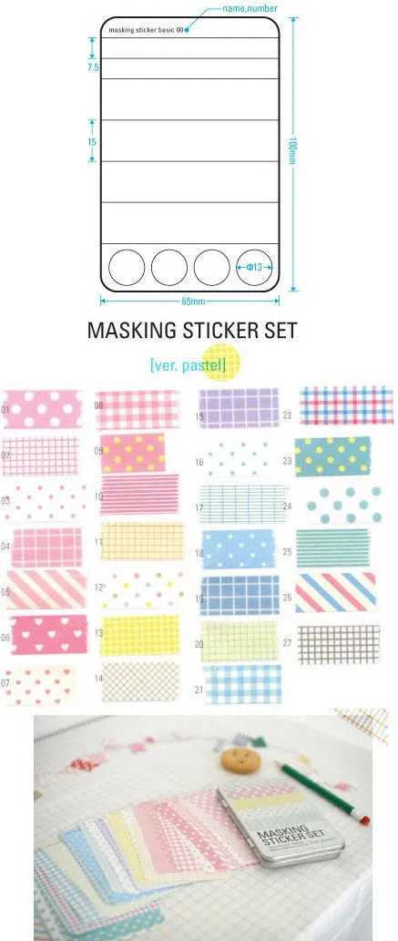 Pastel Masking Stickers - 27 sheets