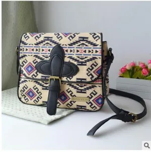 Patterned Canvas Shoulder Bag