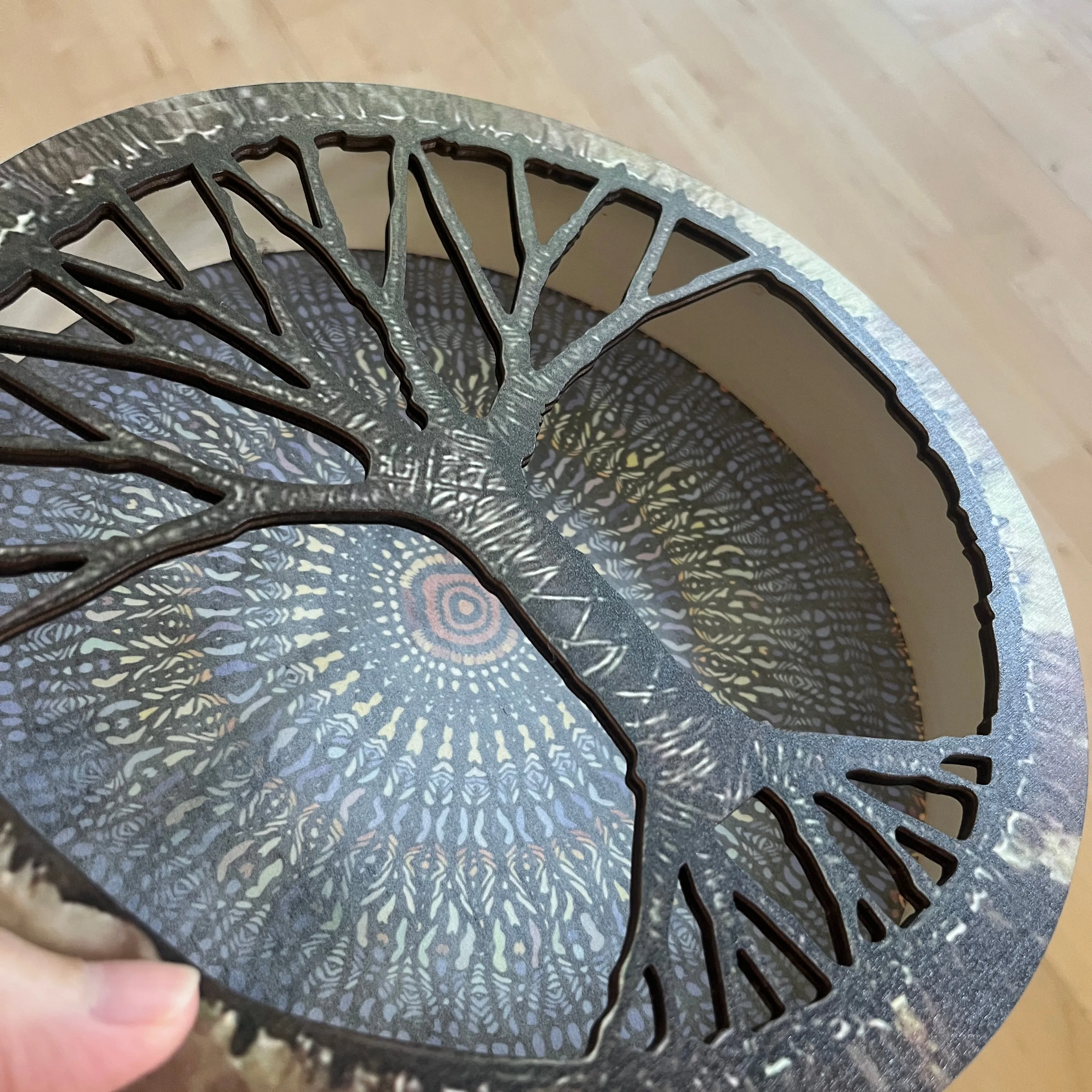Patterned Shaman Drum with Drum Stick
