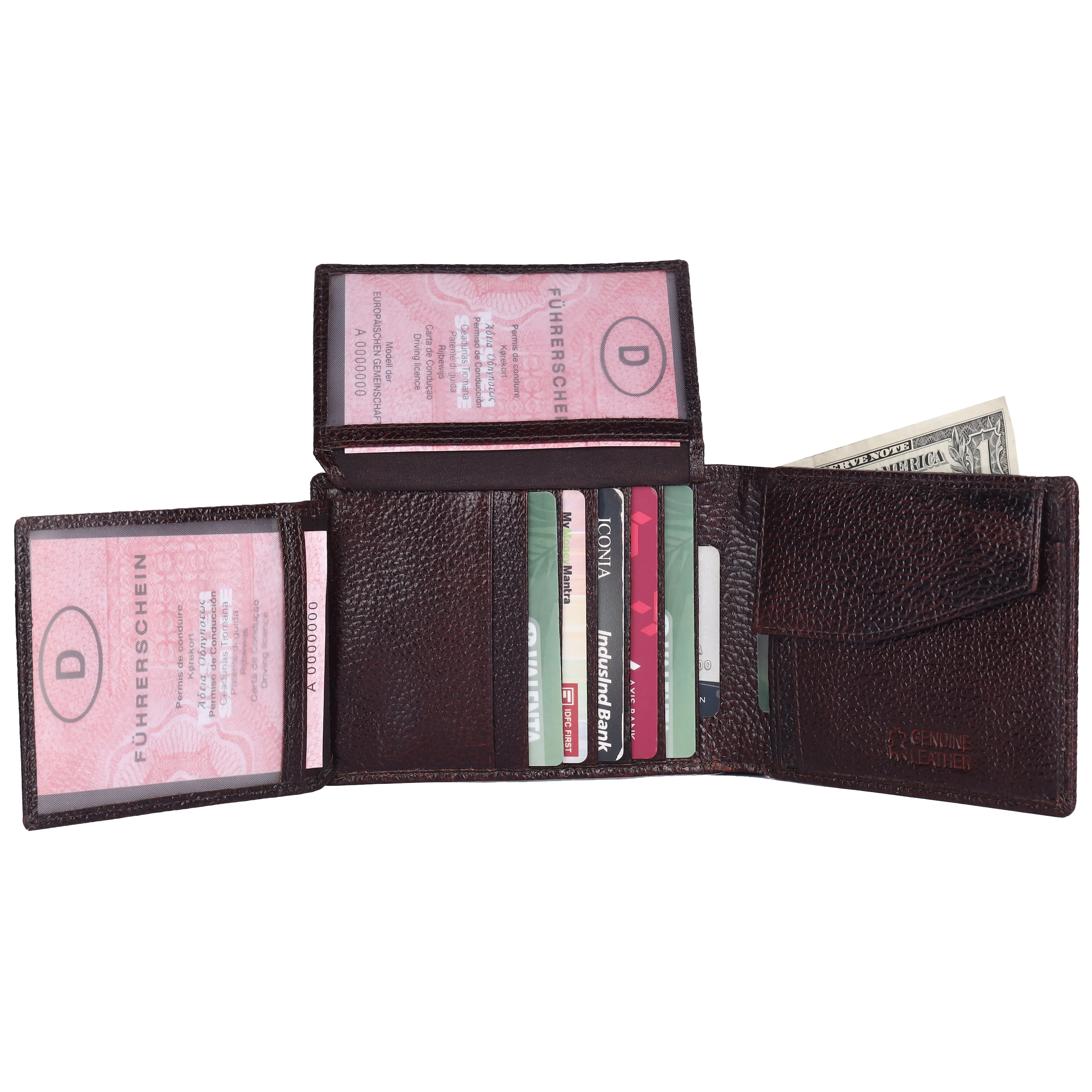 Pebble Texture 20 Card Billfold Coin Pocket Wallet #1886C