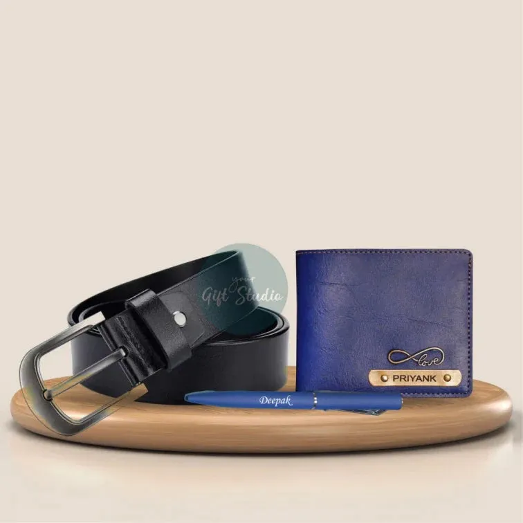 Personalized Men's Decent 3 Pcs Gift Combo - Blue
