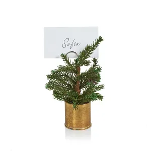 Pine in Gold Bucket Place Card Holder