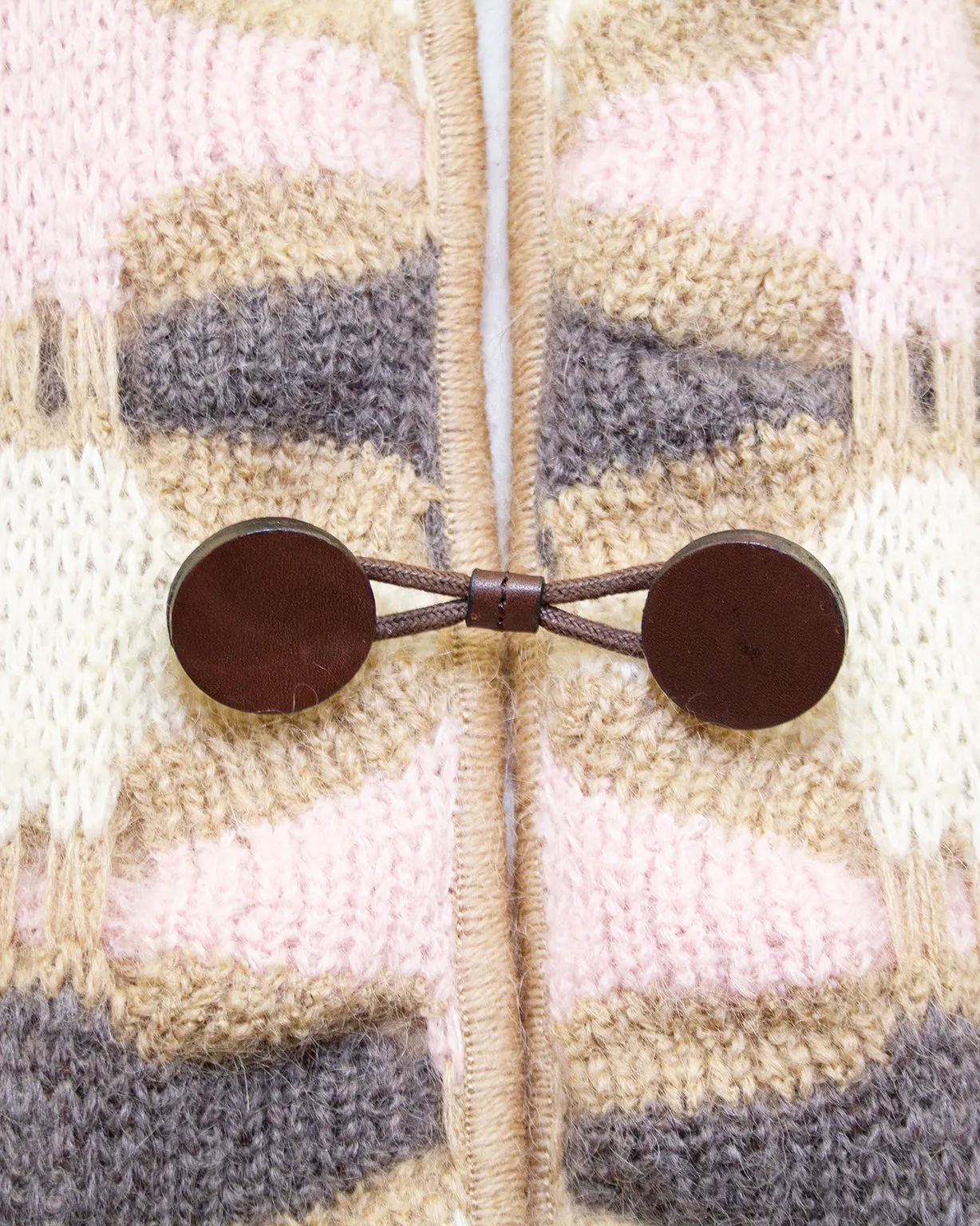 Pink, Cream and Grey Wool Car Coat