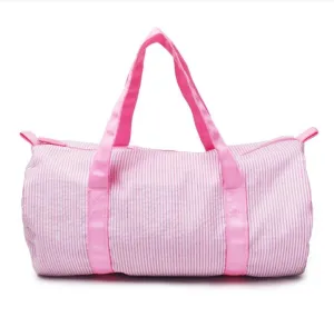 Pink Seersucker Duffle bag for monograming