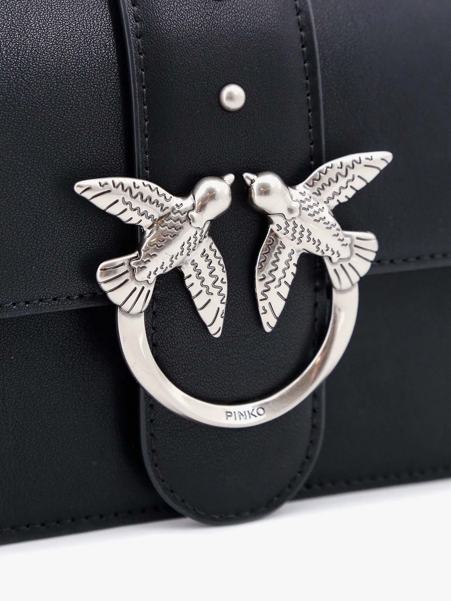 Pinko Leather Shoulder Bag With Iconic Love Birds Buckle