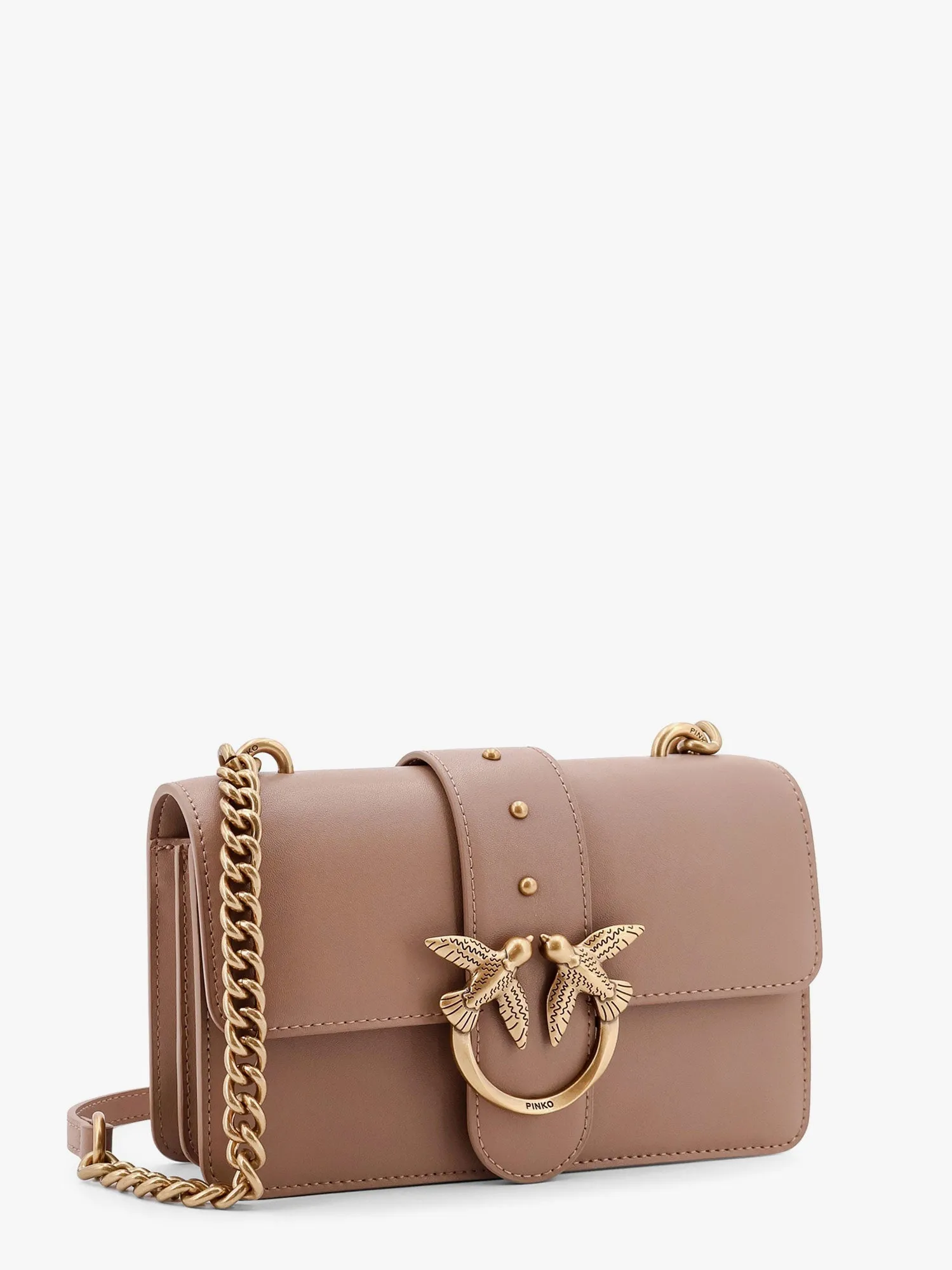 Pinko Leather Shoulder Bag With Iconic Love Birds Buckle