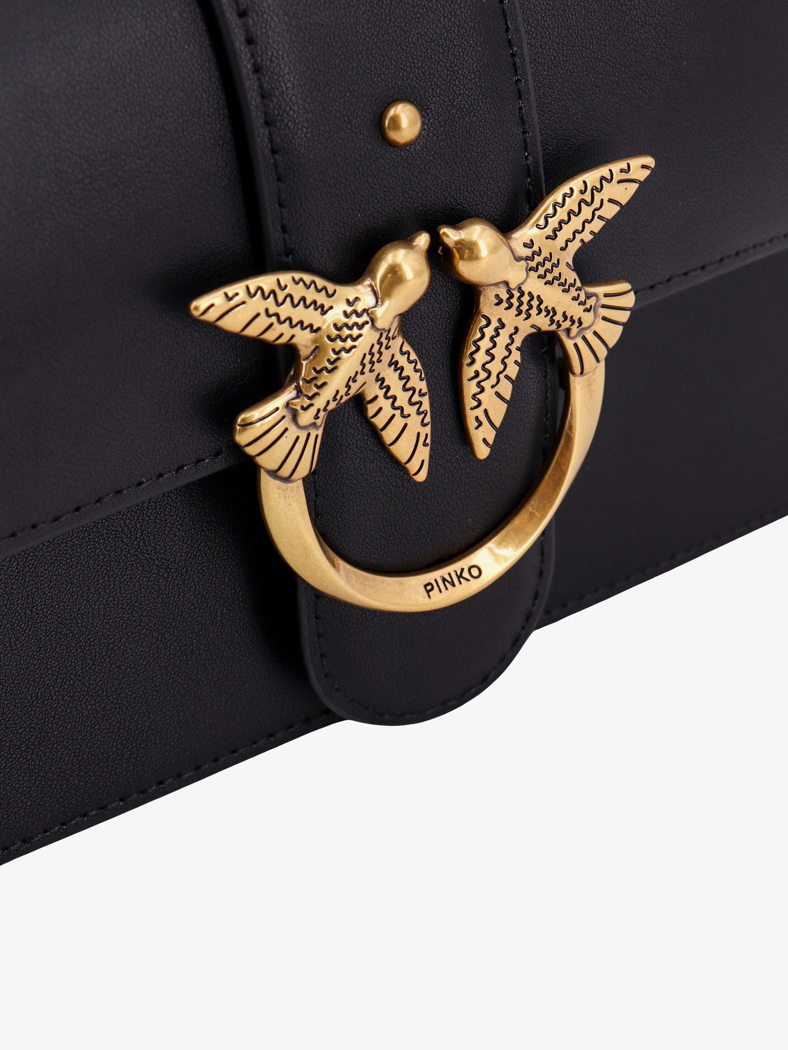 Pinko Leather Shoulder Bag With Iconic Love Birds Buckle