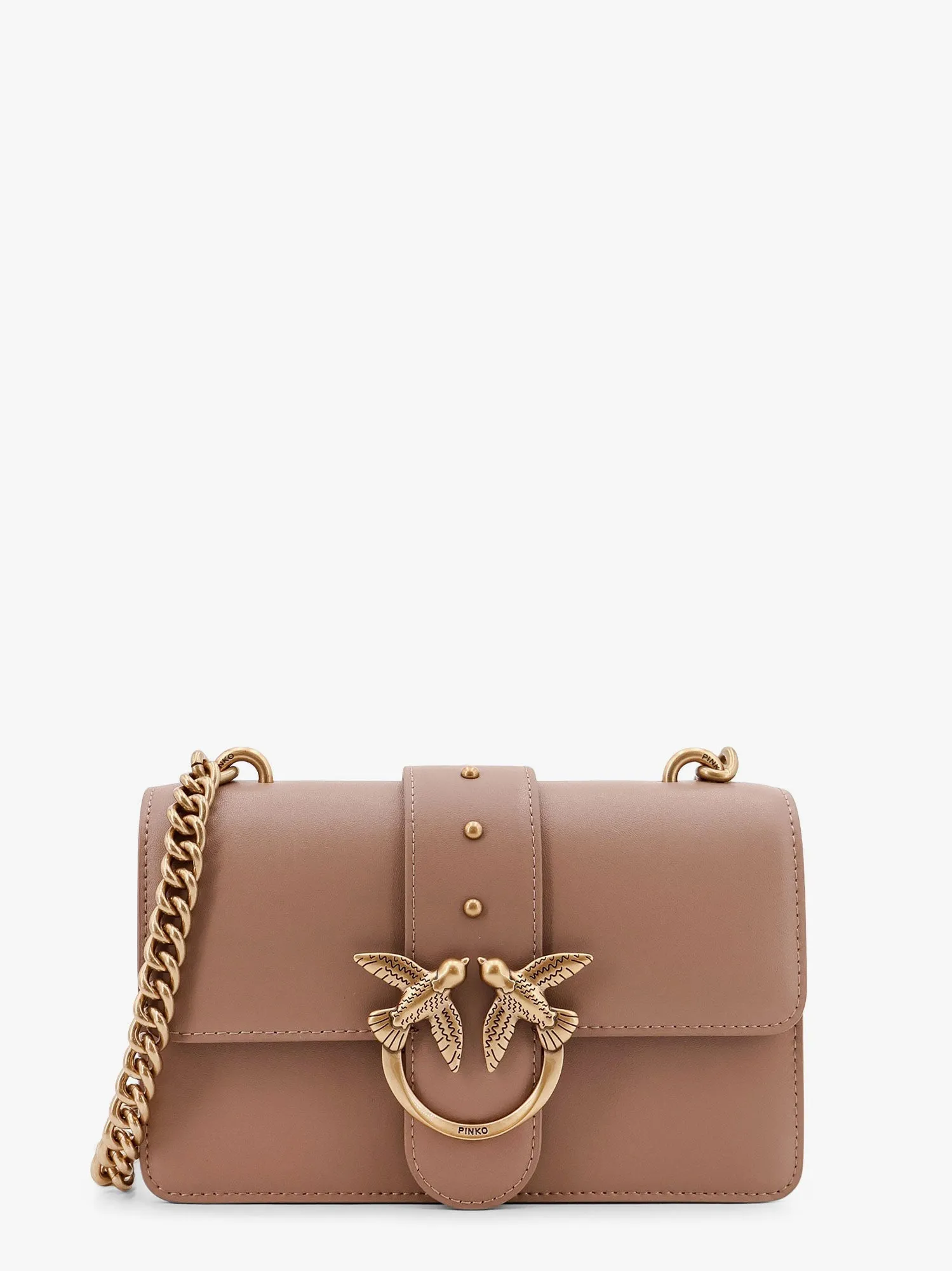 Pinko Leather Shoulder Bag With Iconic Love Birds Buckle