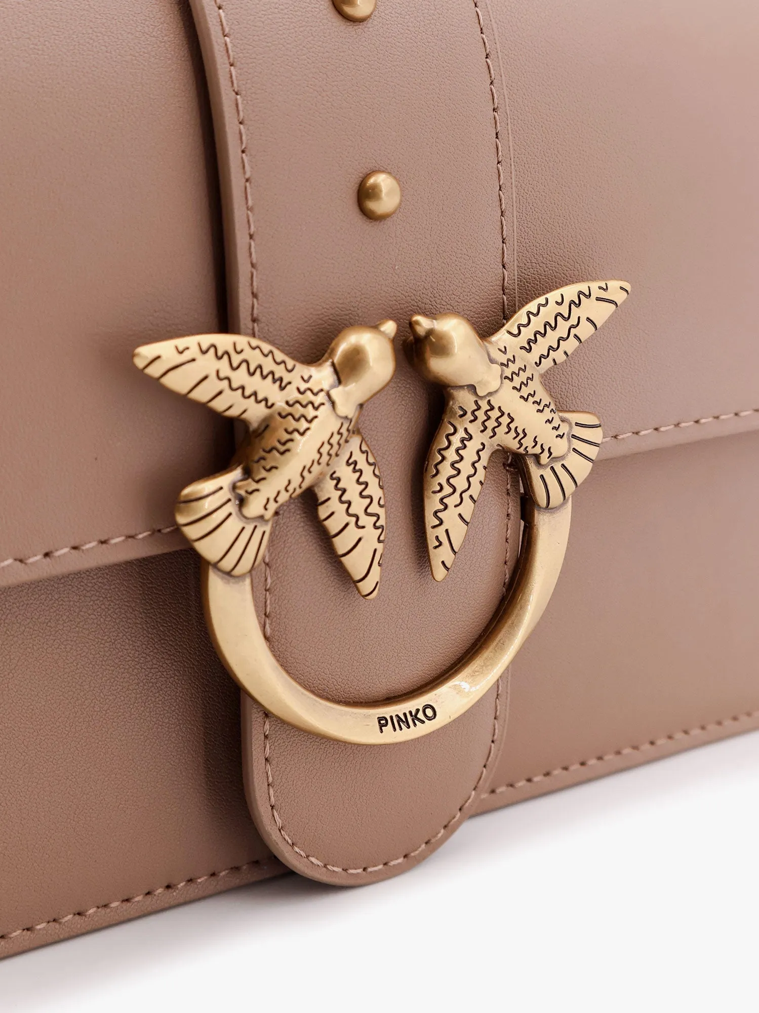 Pinko Leather Shoulder Bag With Iconic Love Birds Buckle