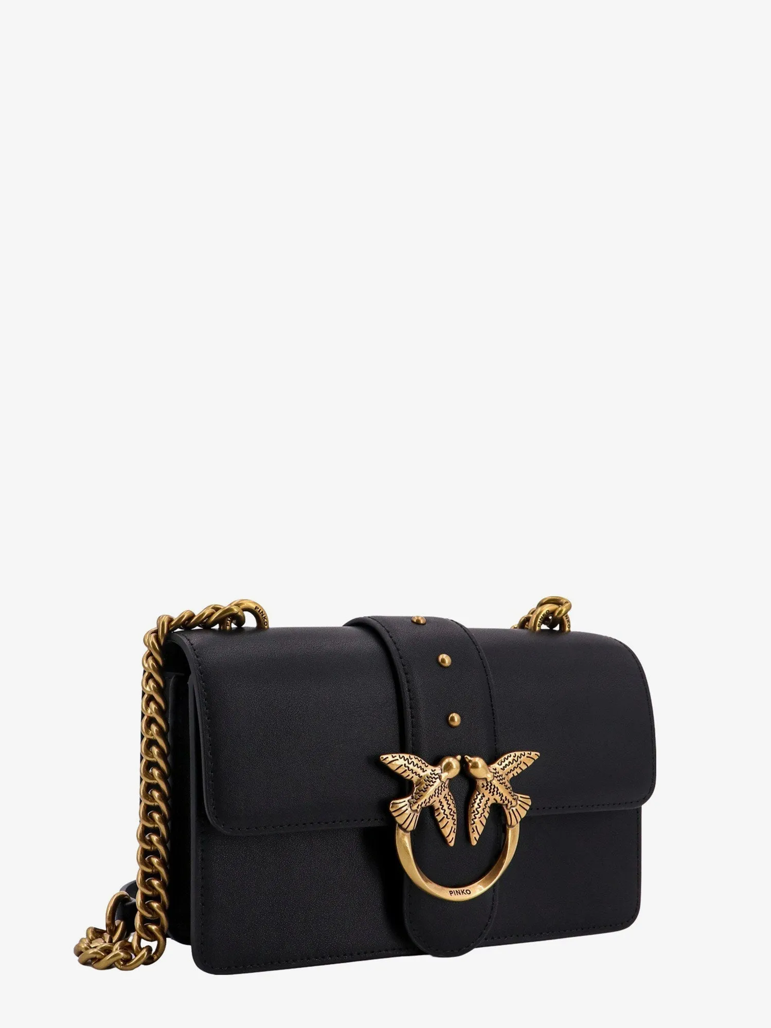 Pinko Leather Shoulder Bag With Iconic Love Birds Buckle
