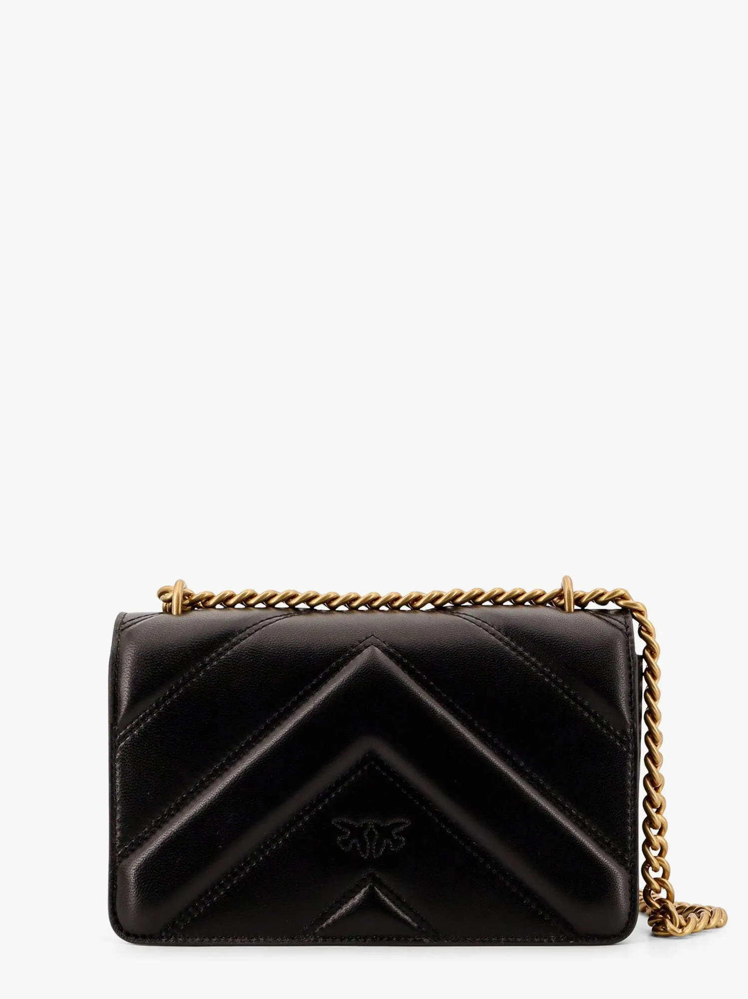 Pinko Matelass�� Leather Shoulder Bag With Love Birds Buckle