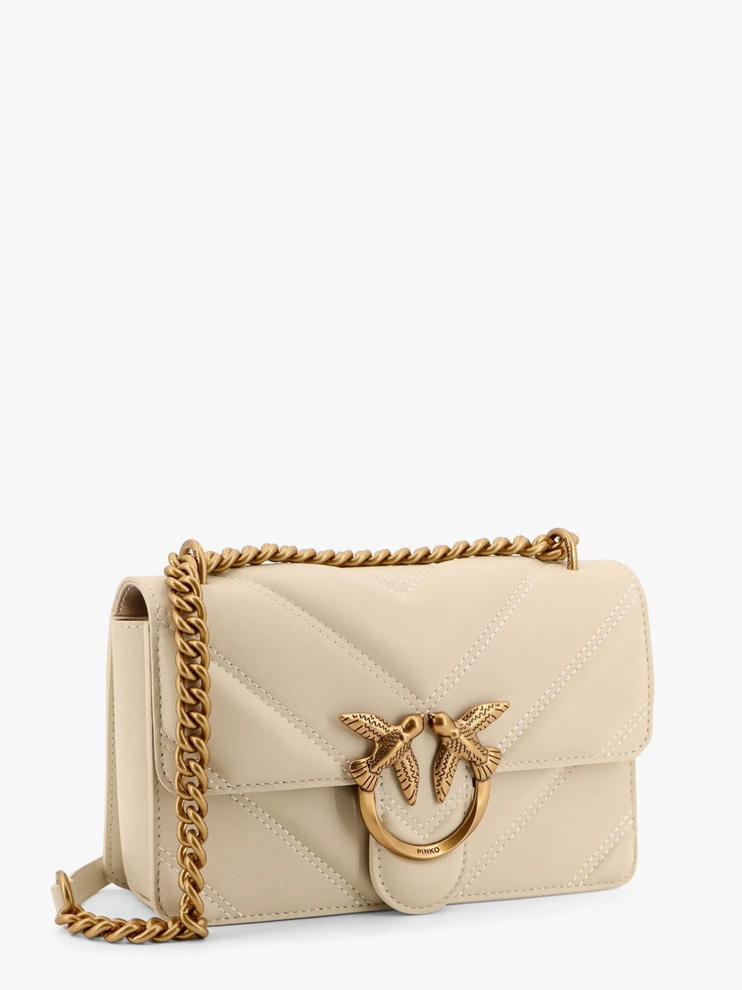 Pinko Matelass�� Leather Shoulder Bag With Love Birds Buckle