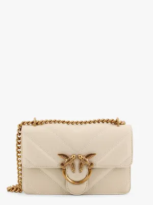 Pinko Matelass�� Leather Shoulder Bag With Love Birds Buckle