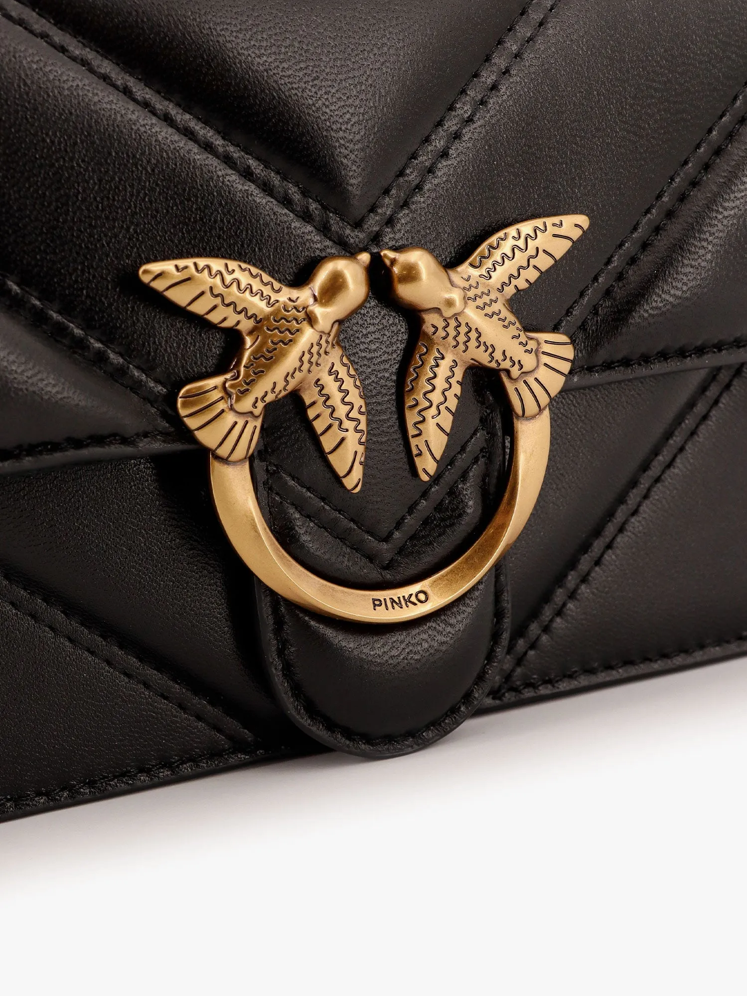Pinko Matelass�� Leather Shoulder Bag With Love Birds Buckle