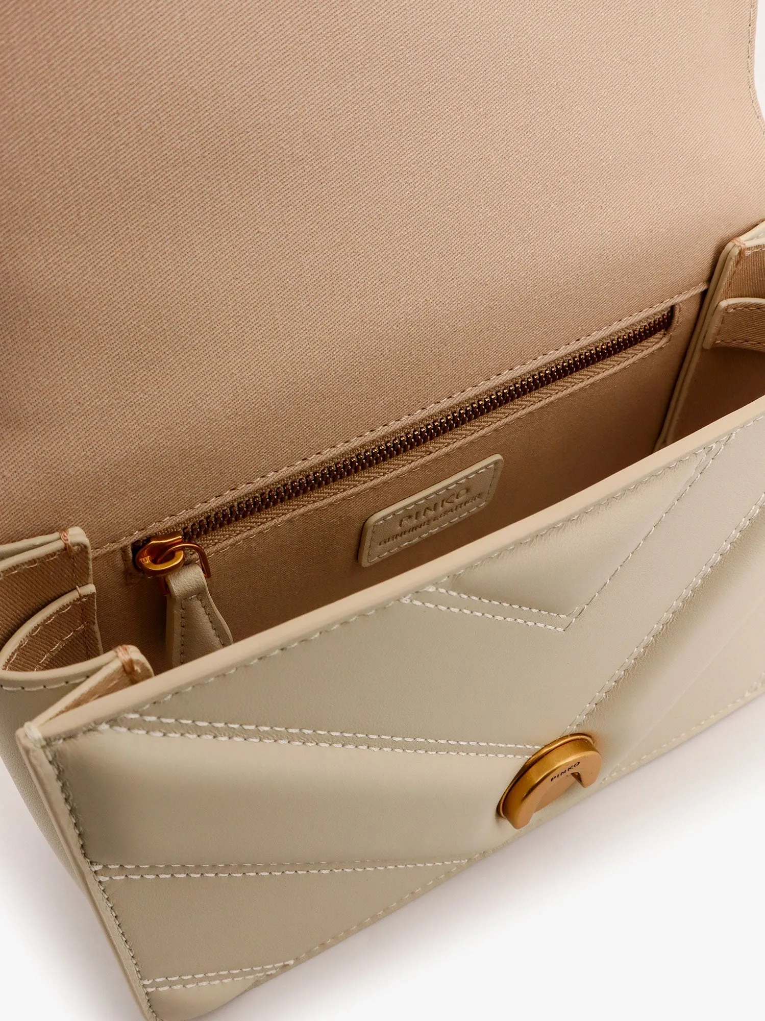 Pinko Matelass�� Leather Shoulder Bag With Love Birds Buckle