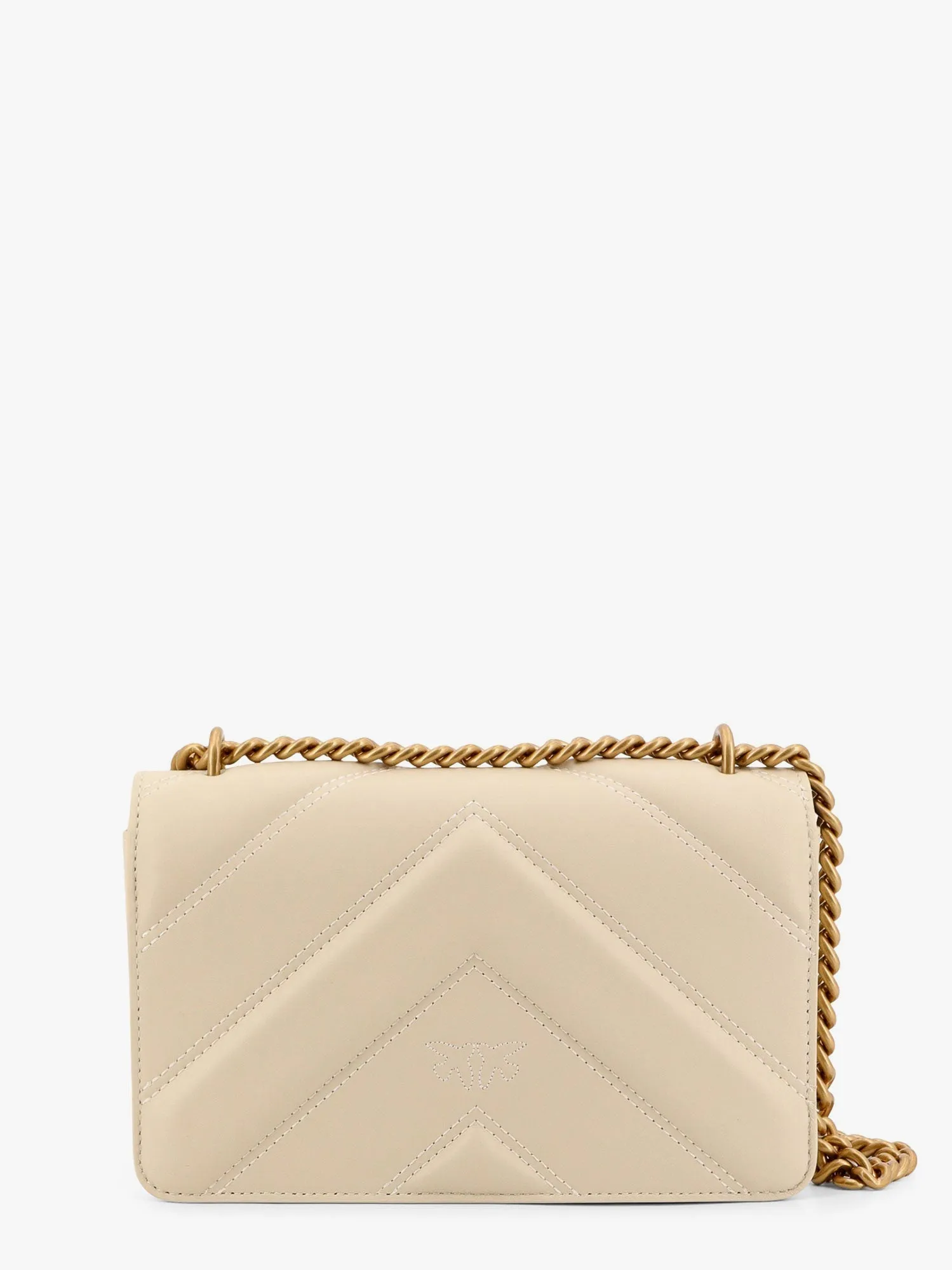Pinko Matelass�� Leather Shoulder Bag With Love Birds Buckle