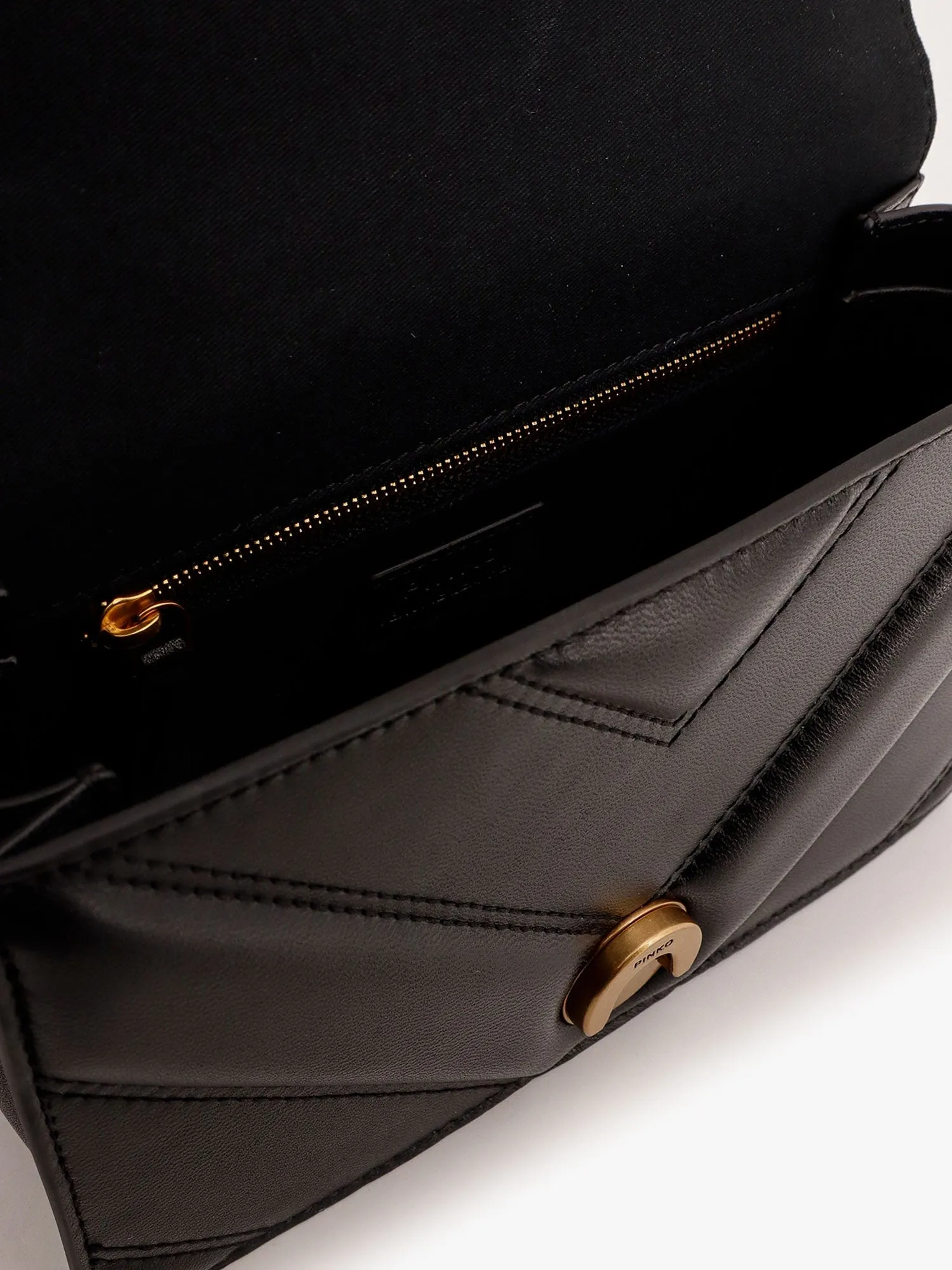Pinko Matelass�� Leather Shoulder Bag With Love Birds Buckle