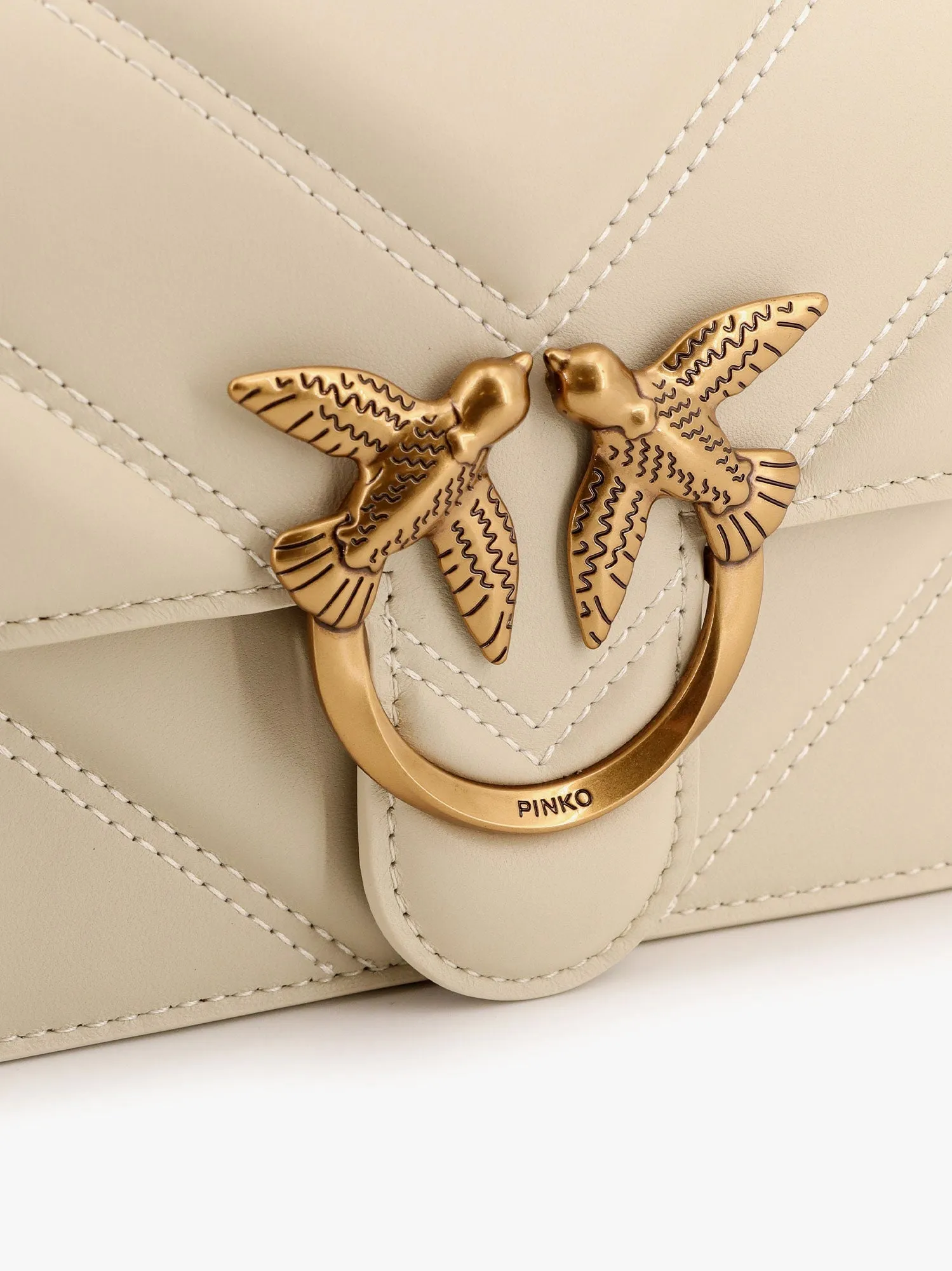 Pinko Matelass�� Leather Shoulder Bag With Love Birds Buckle