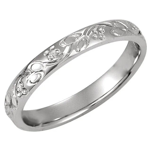 Platinum 3mm Hand-Engraved Band Size 7