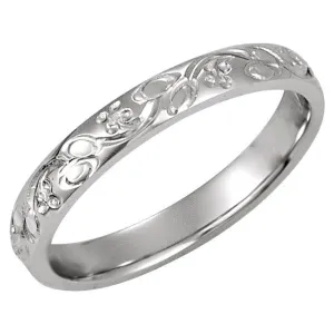 Platinum 3mm Hand-Engraved Band Size 7