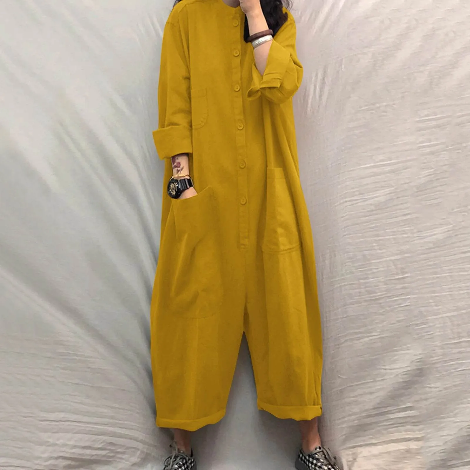 Plus Size Women's Jumpsuit With Multiple Pockets