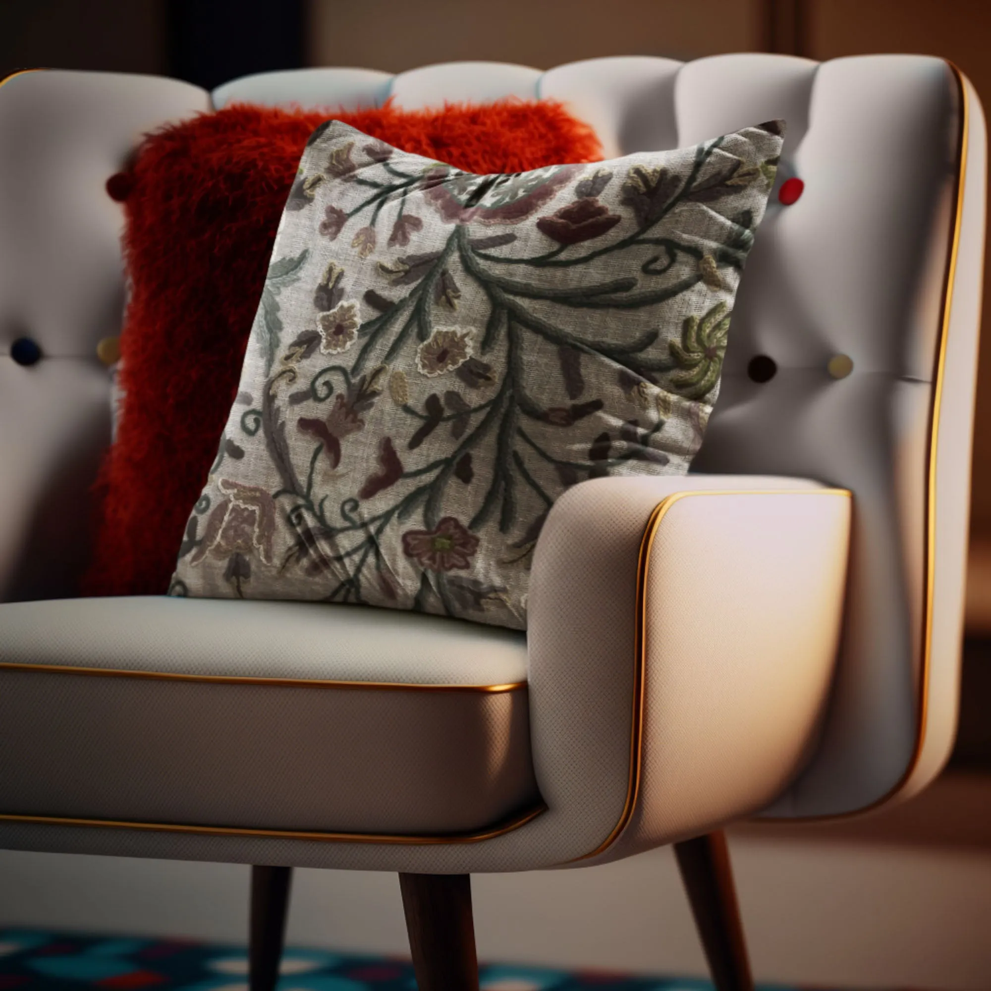Plutus Whispering Thicket Floral Multicolor Luxury Throw Pillow