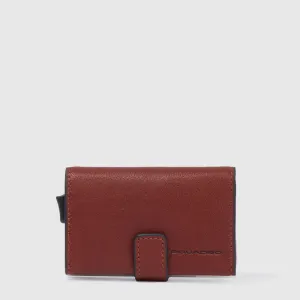 Porta Carte di Credito Piquadro in Metallo e Pelle Black Square Cuoio