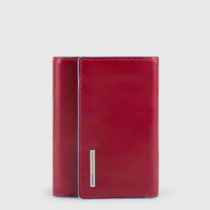 Portafoglio da Donna Piccolo Piquadro Blue Square in Pelle con Patella Rosso