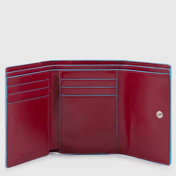 Portafoglio da Donna Piccolo Piquadro Blue Square in Pelle con Patella Rosso
