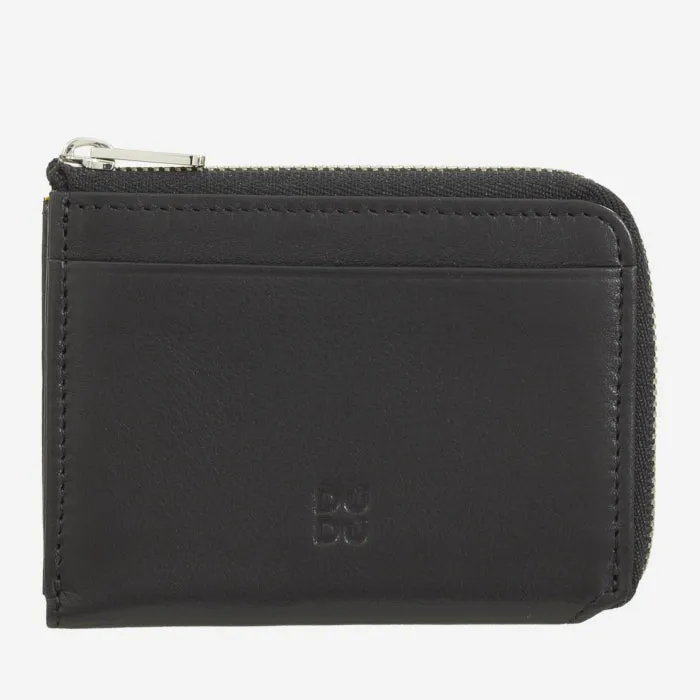 Portafoglio da Uomo in Pelle con Zip e RFID Petrol Nero